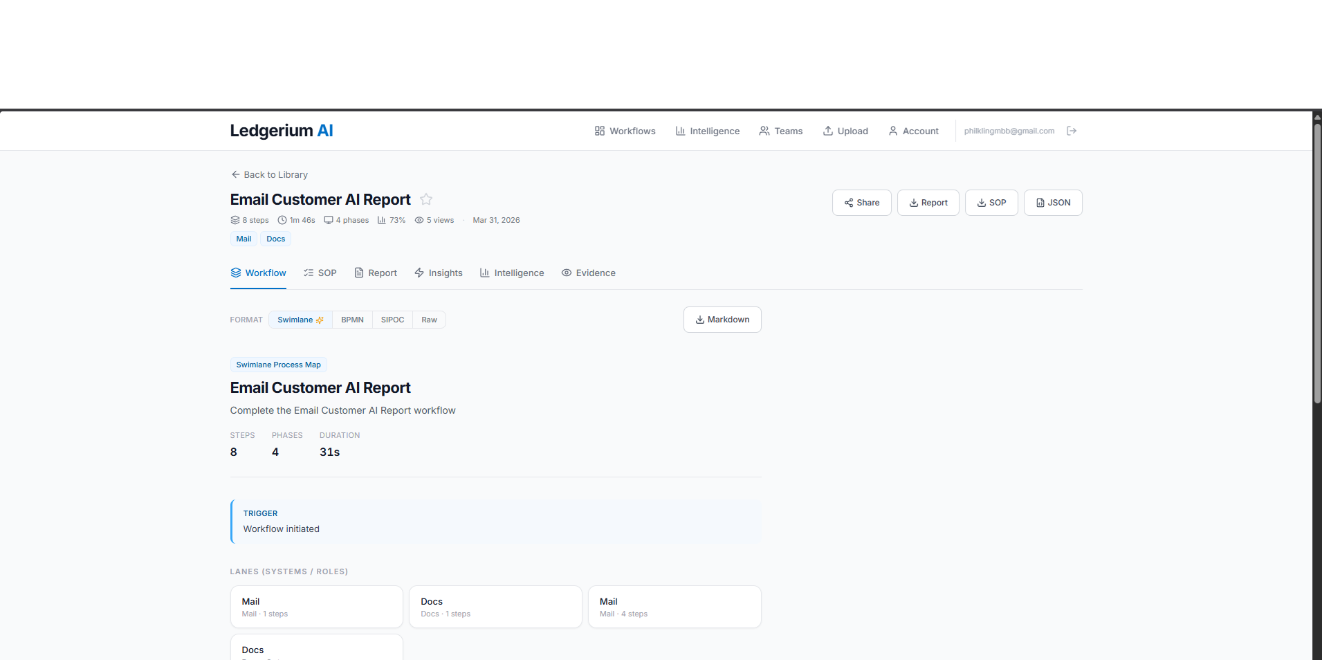 Workflow steps view